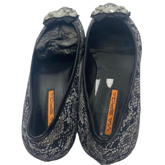 Via Spiga Black Sequin Flat Holiday Shoes V-Bosh 11319020 Size 8.5 New in Box - Picture 5 of 9